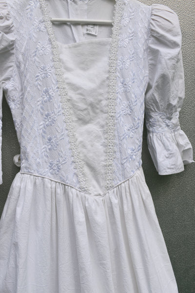 Vintage White Puff Sleeve Dress sz 6