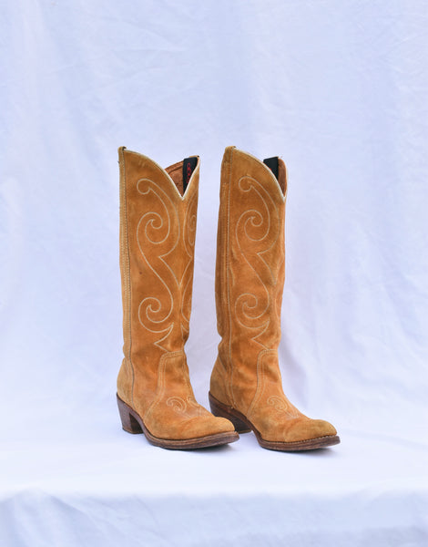 Perfect Suede Tall Cowgirl Boot sz 7.5